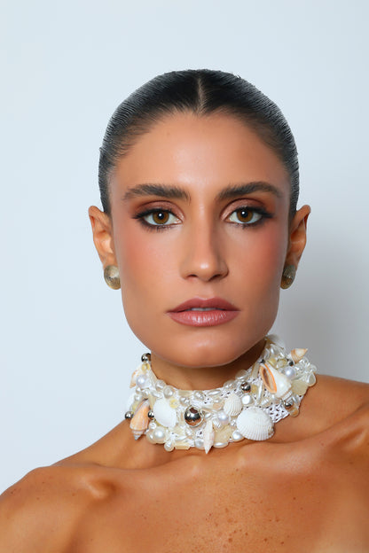 Choker Conchas e Pérolas