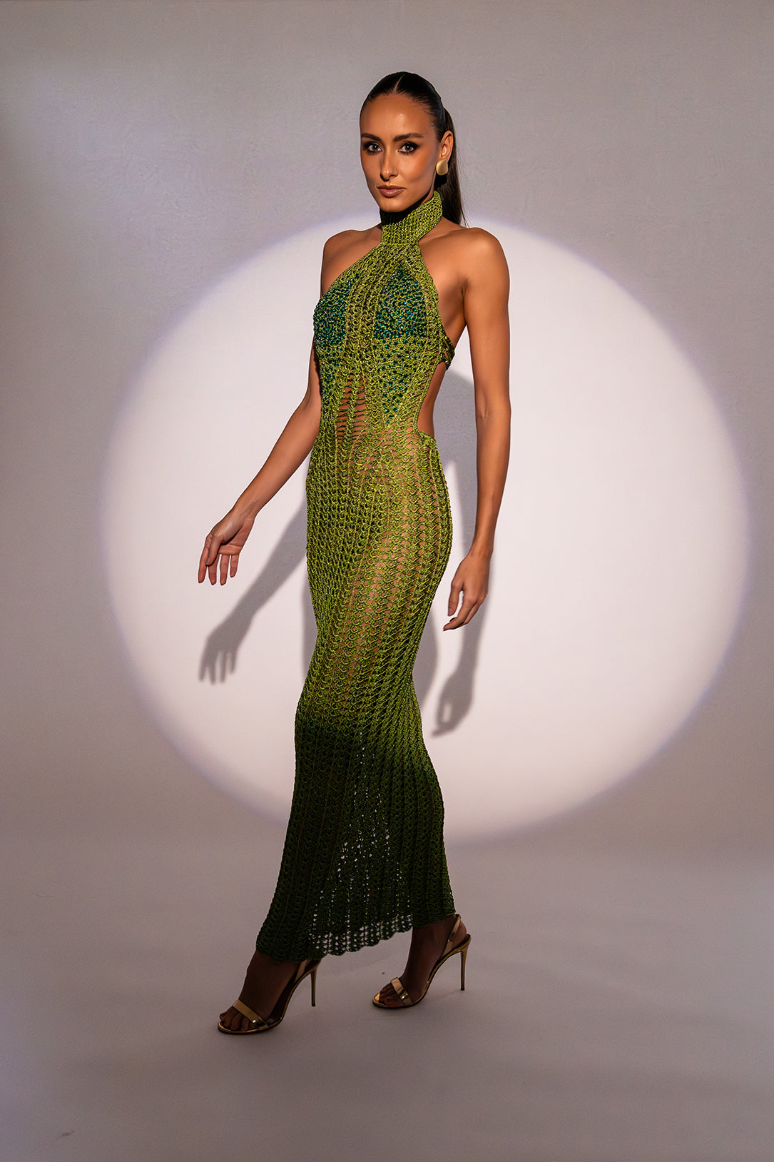 Vestido Trend longo bordado verde